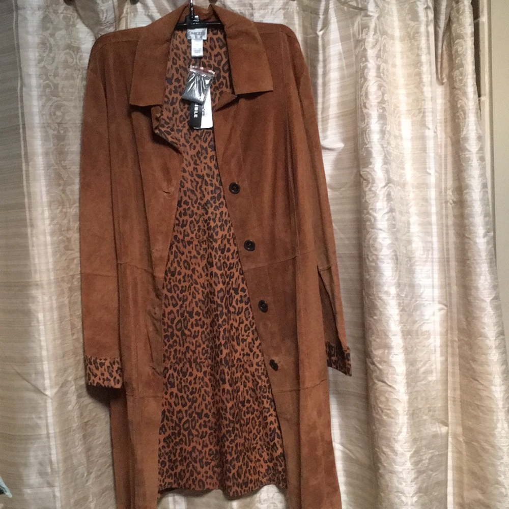 Brand new, 100% leather reversible Chico’s coat